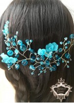 Къса ръчно изработена кристална украса за коса Turquoise Charm by Rosie